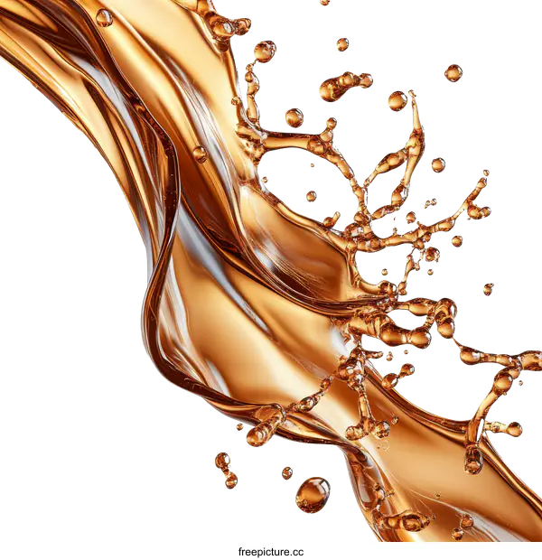 [Transparent Background PNG]Golden Liquid Splashing Dynamically