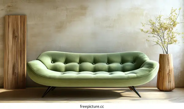 Modern Living Room Interior Design with Green Sofa