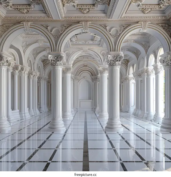 Grand Majestic White Architectural Hallway