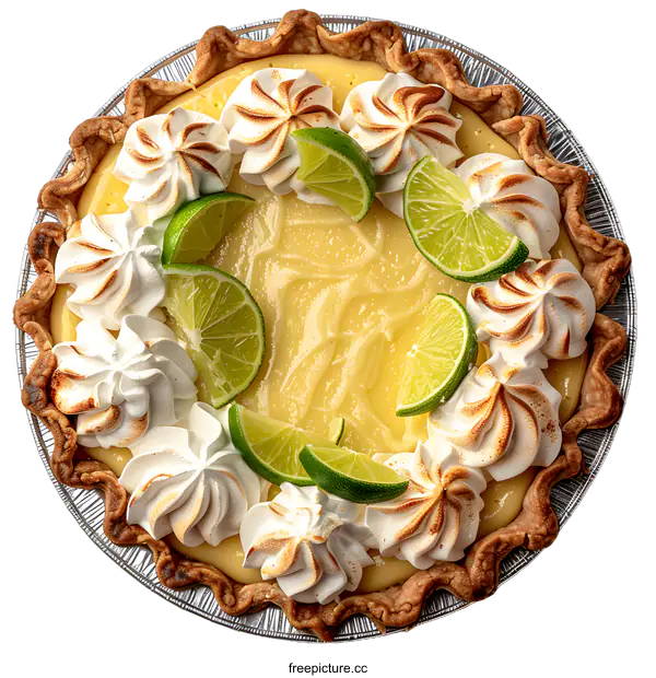 [Transparent Background PNG]A delicious key lime pie with a graham cracker crust and fluffy meringue topping