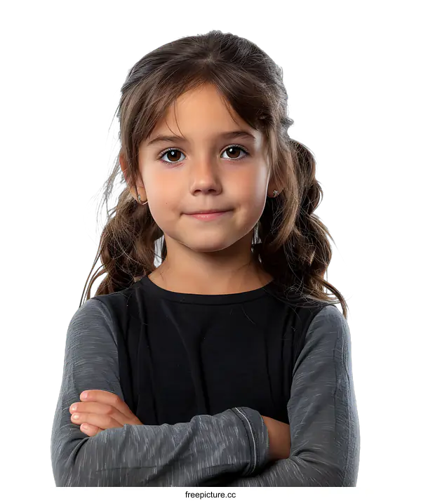[Transparent Background PNG]Young Girl with Arms Crossed