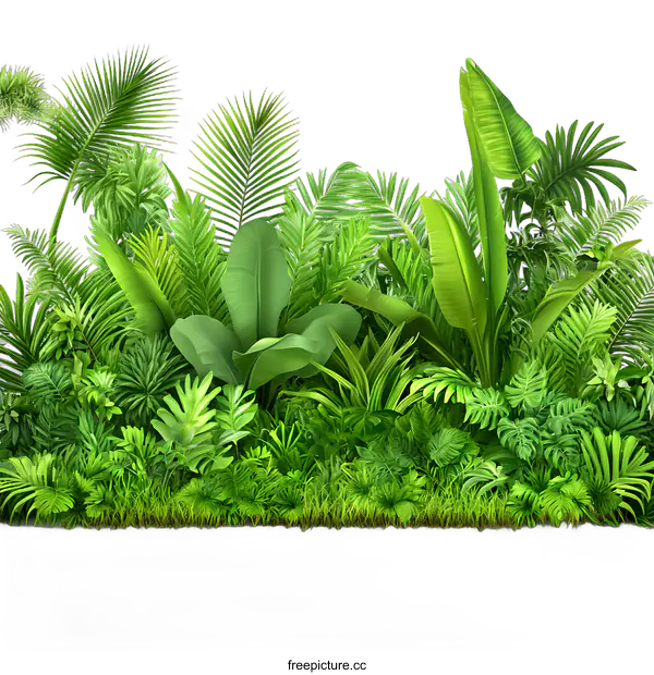 [Transparent Background PNG]Green Tropical Plants Border