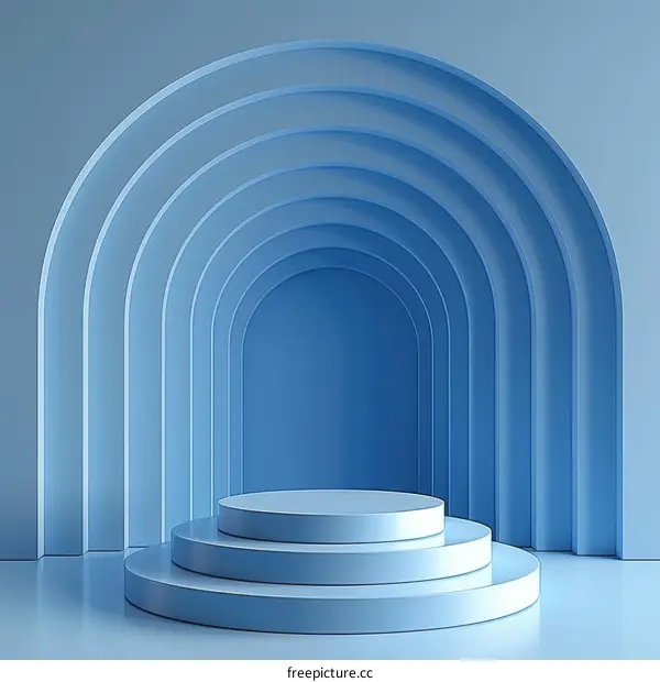 Blue Podium with Blue Background