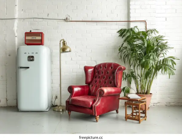 Vintage Retro Style Room Decor with Appliances