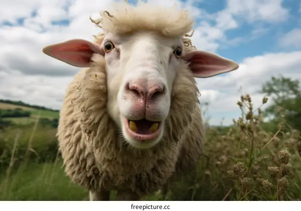 Close-up of a sheep looking at the camera