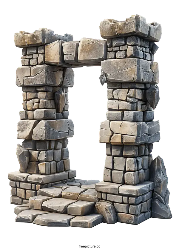 [Transparent Background PNG]Ancient Stone Gateway Isolated on White