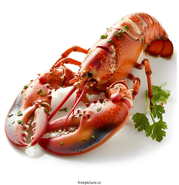 A delicious-looking lobster on a white background