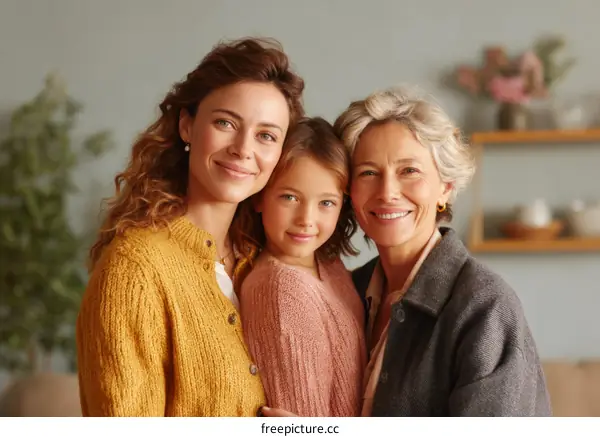 Three Generations Family Portrait indoor