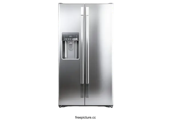 [Transparent Background PNG]Stainless Steel Double Door Refrigerator with Water Dispenser