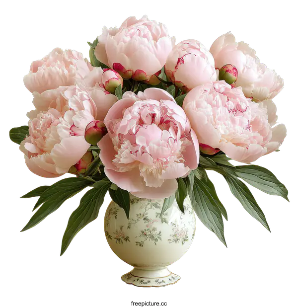 [Transparent Background PNG]Beautiful Pink Peonies in a Vase