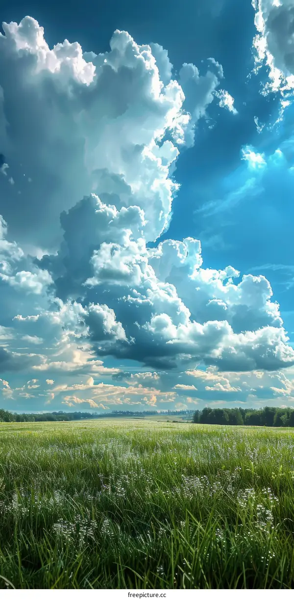 Vast Green Field Under a Cloudy Sky