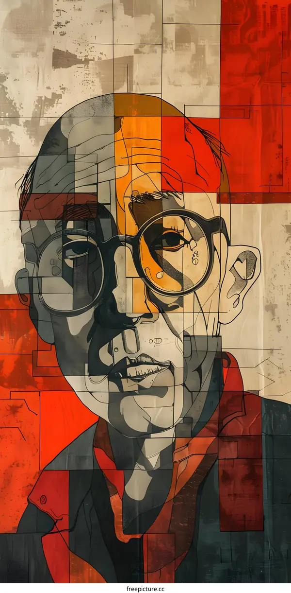 Abstract Portrait of a Man with Glasses