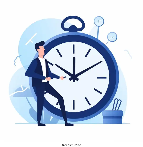 Businessman Adjusting Clock for Time Management
