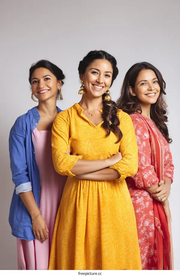Three Indian Women Smiling Portrait