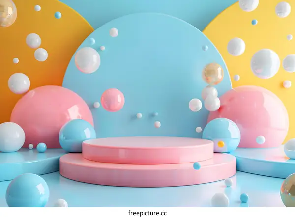 Geometric Shapes and Spheres Composition