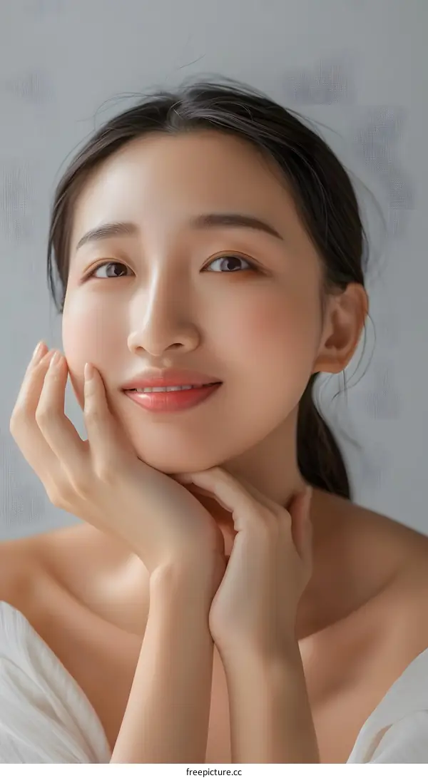 Beautiful Asian Woman with Perfect Skin