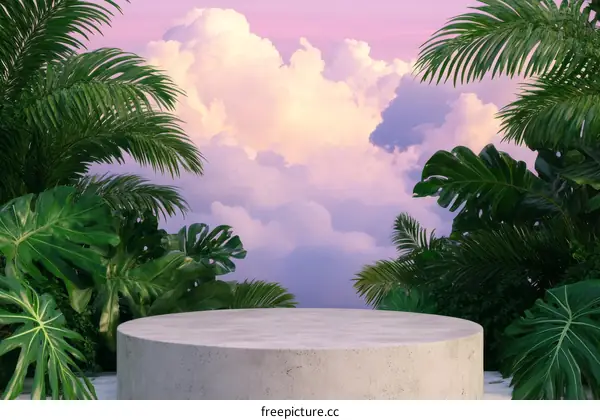 Tropical Sunset Display Podium Scene