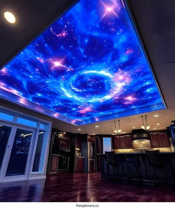 Galaxy Ceiling Design In Modern Kitchen Interior