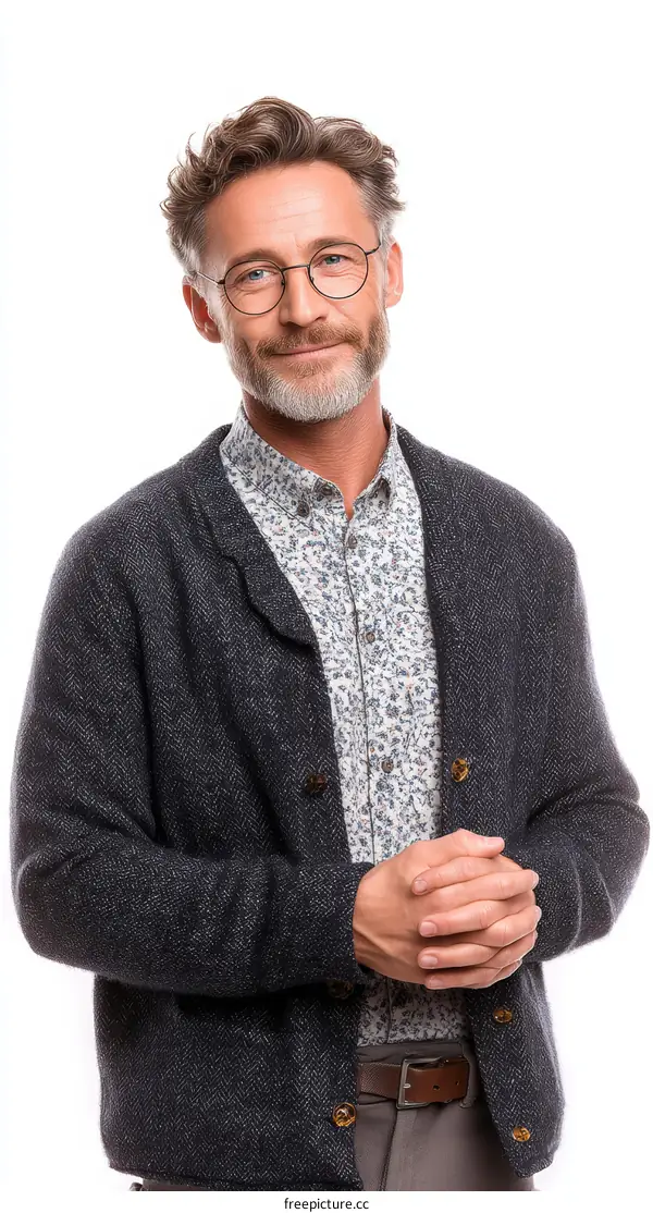 Portrait of a Caucasian Man in a Cardigan