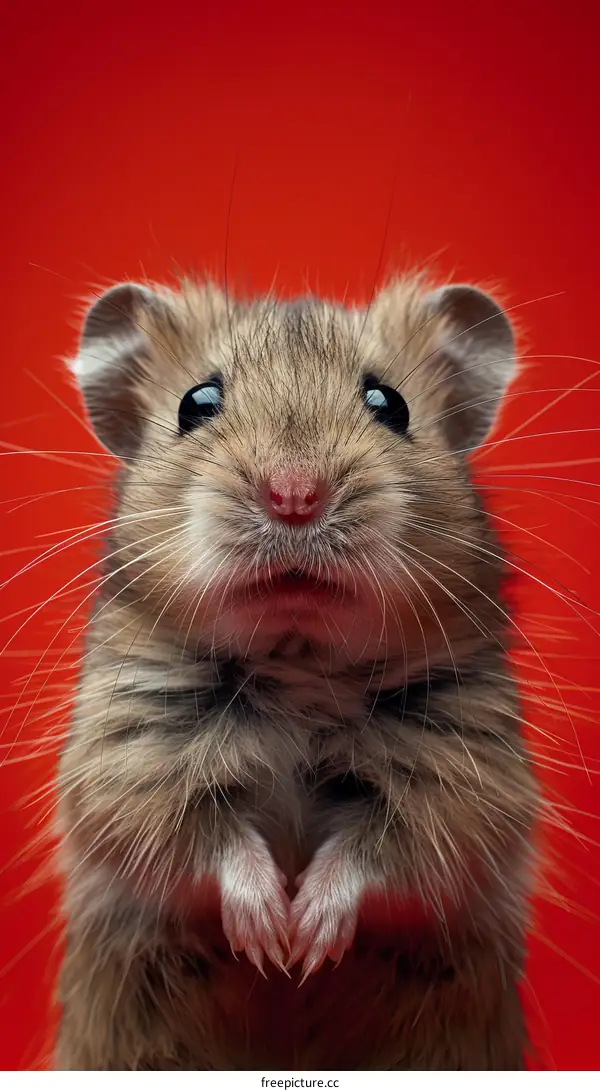 Close-up portrait of an adorable brown and white hamster