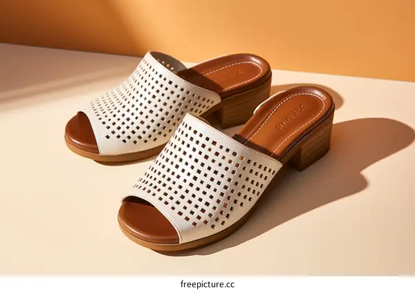 Stylish Leather Mules with Unique Geometric Design