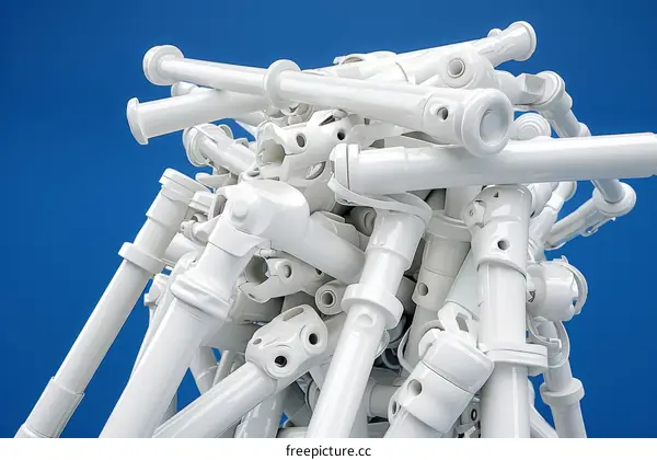 Pile of White PVC Plastic Pipes and Joints