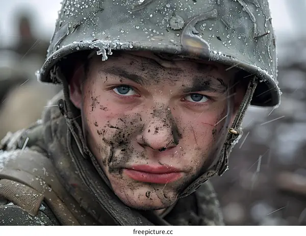 Muddy Soldier in the Snow