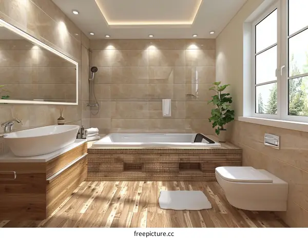 Modern Beige Bathroom Interior Design