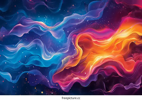 Abstract Canvas Painting with Vibrant Colors and Wave Pattern