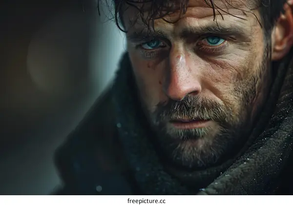 Portrait of a man with scars on his face