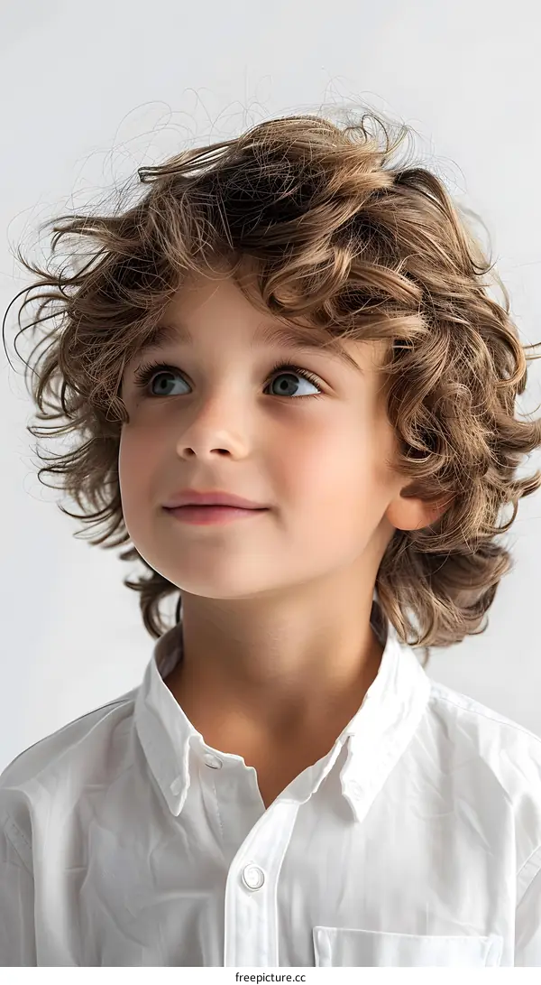Portrait of a boy with curly hair