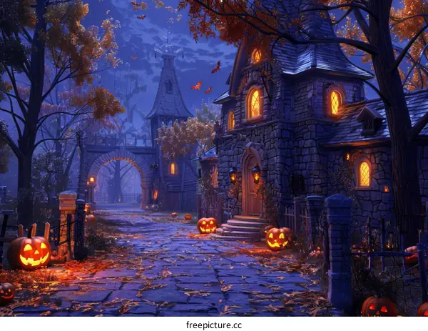 Spooky Halloween Night in a Haunted Village