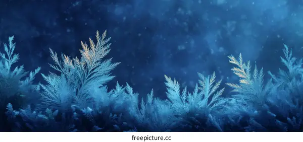 Frozen Floral Patterns in Deep Blue