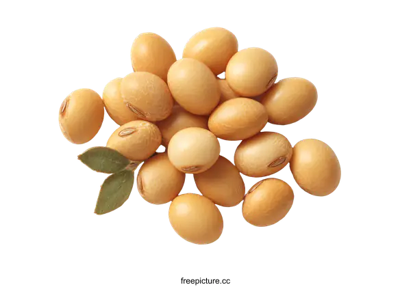 [Transparent Background PNG]Close-up of Pile of Soybeans with Leaves