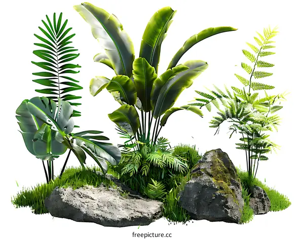 Tropical plants on a white background