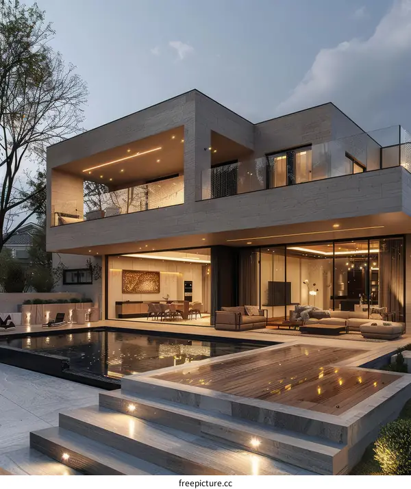 Modern luxury house with pool and terrace