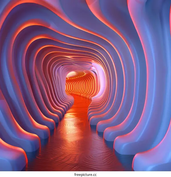 Futuristic Tunnel with Glowing Lights