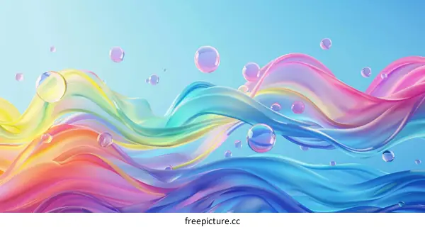 Colorful abstract background with flowing liquid shapes and bubbles