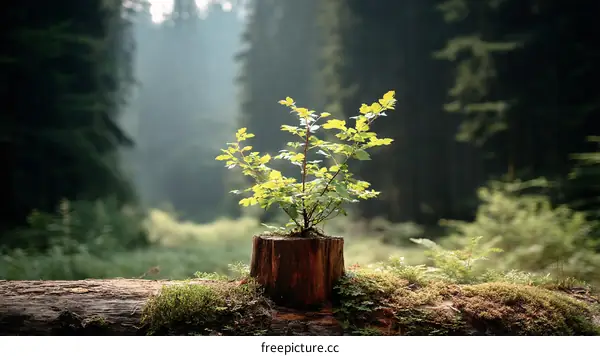New Growth in Forest Stump Nature Photography