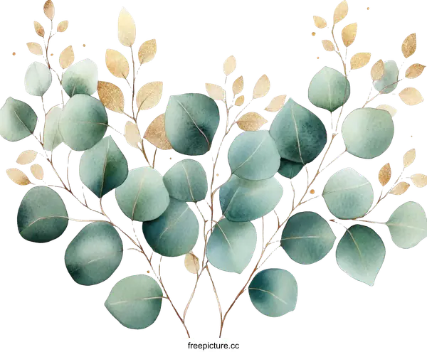 [Transparent Background PNG]Delicate Eucalyptus Branches Illustration