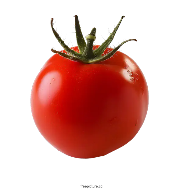 [Transparent Background PNG]Single Red Ripe Tomato Isolated on White Background