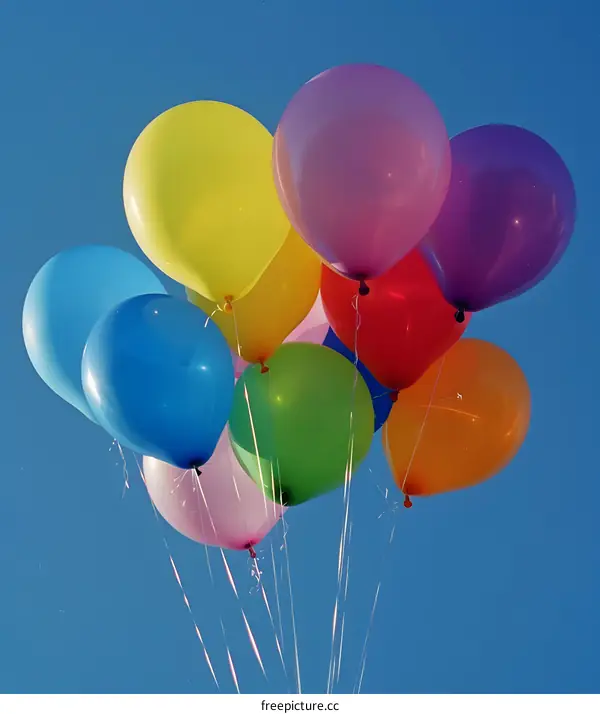Colorful Balloons Floating Against a Blue Sky
