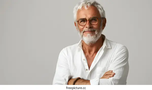 Smiling senior man with crossed arms