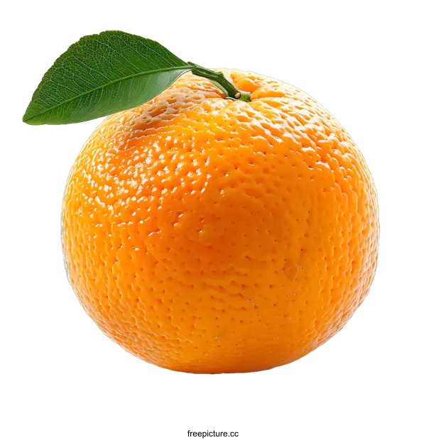[Transparent Background PNG]Fresh Orange Fruit with Leaf