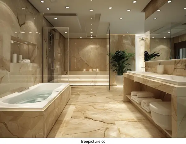 Luxury Modern Bathroom Design with Marble Tiles