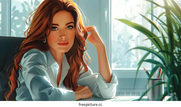 portrait of a beautiful woman in a white blouse