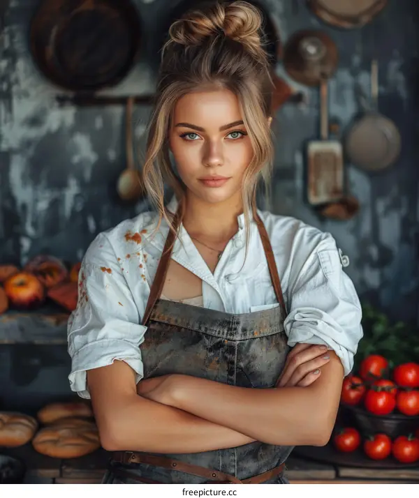 Confident Female Chef Portrait in a Modern Bakery