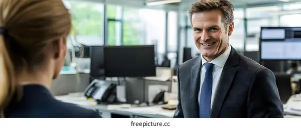 Smiling Businessman in Office