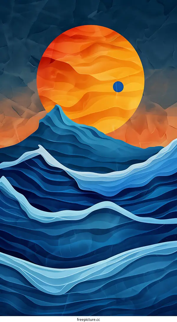 Abstract Blue and Orange Landscape