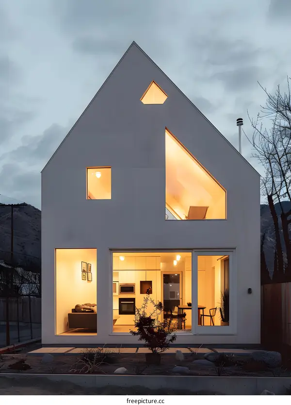 Modern White House With Unique Windows
